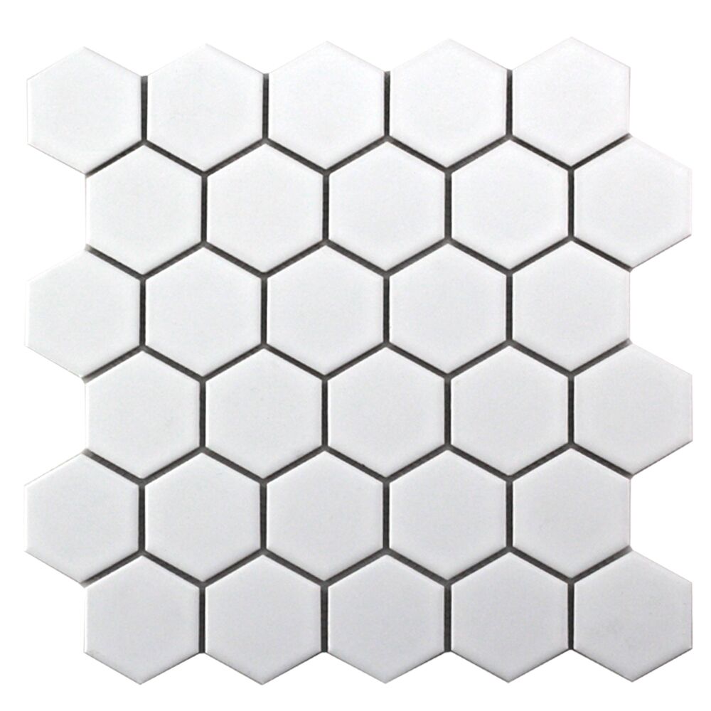 2 inch hexagon in matte white